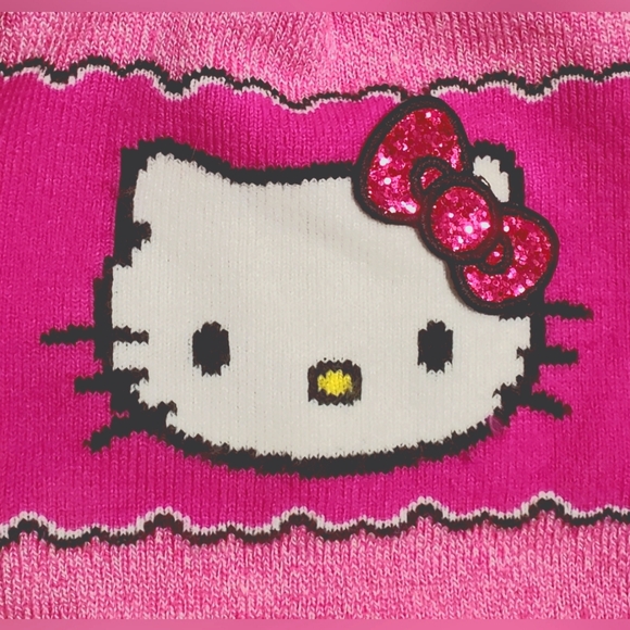 Hello Kitty Earflap Beanie Hat Sanrio Knit Cap Pink Black Cat Kids Girls 4-14 - Picture 3 of 8